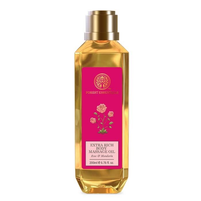 Forest Essentials Extra Rich Almond Body Massage Oil Rose & Mandarin
