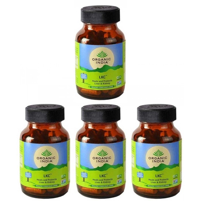 Organic India LIVER KIDNEY CARE (4 paquets de 60 gélules végétales) - Plante ayurvédique traditionnelle - 100% certifiées biologiques