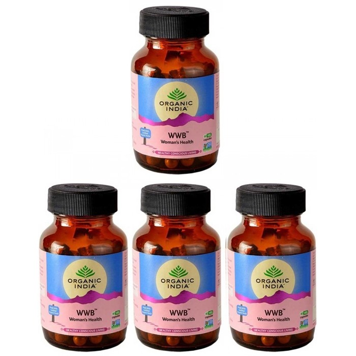 Organic India WOMEN WELL BEING (4 paquets de 60 gélules végétales) - Plante ayurvédique traditionnelle - 100% certifiées biologiques